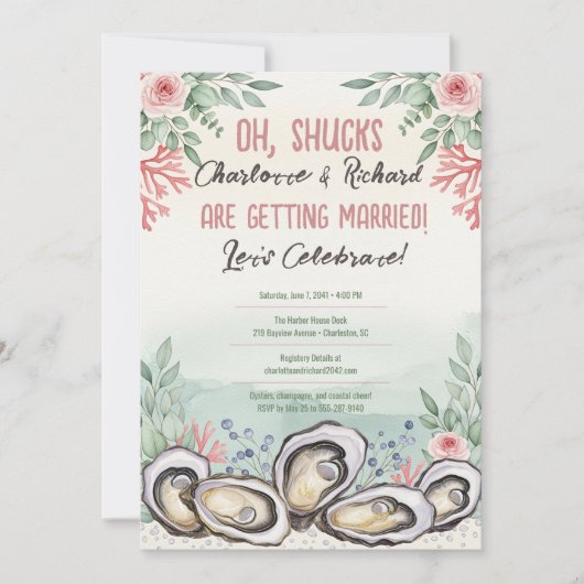 Coastal Oyster Theme Couples Wedding Shower Kaart (Voorkant)