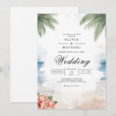 Coastal Palm Breeze Beach Wedding Kaart (Voorkant / Achterkant)