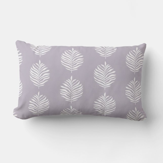 Coastal Palm Leaf Pattern Misty Lilac Throw Pillow Kussen (Voorkant)