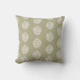 Coastal Palm Leaf Pattern Misty Olive Kussen