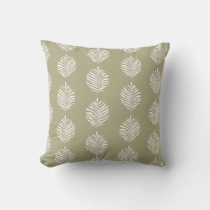 Coastal Palm Leaf Pattern Misty Olive Kussen
