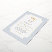 Coastal Palm Tree Minimalist Preppy Wedding Folie Uitnodiging (Gedraaid)