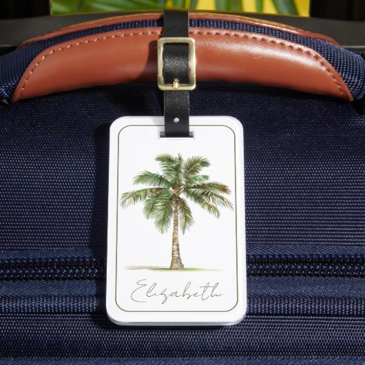 Coastal Palm Tree Personalized Bagagelabel (Voorkant Insitu 2)
