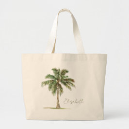 Coastal Palm Tree Personalized Grote Tote Bag