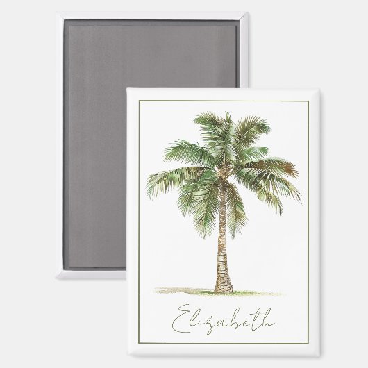 Coastal Palm Tree Personalized Magneet (Voorkant / Achterkant)