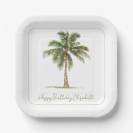 Coastal Palm Tree Personalized Party Papieren Bordje