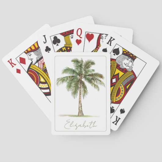 Coastal Palm Tree Personalized Pokerkaarten (Achterkant)