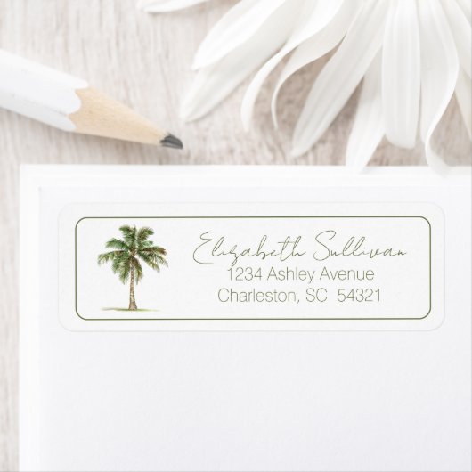 Coastal Palm Tree Personalized Return Address Etiket (Insitu)