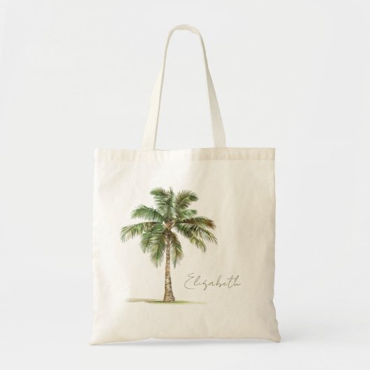 Coastal Palm Tree Personalized Tote Bag (Voorkant)