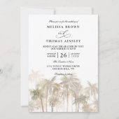 Coastal Palm Trees Beach Modern QR Code Wedding Kaart (Voorkant)