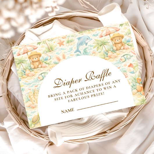Coastal Pastel Animals Diapper Raffle Informatiekaartje