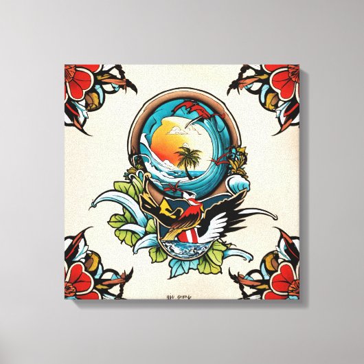 Coastal Pelicans on Marina Pier Canvas Wall Art... (Voorkant)