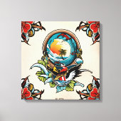 Coastal Pelicans on Marina Pier Canvas Wall Art... Afdruk (Voorkant)