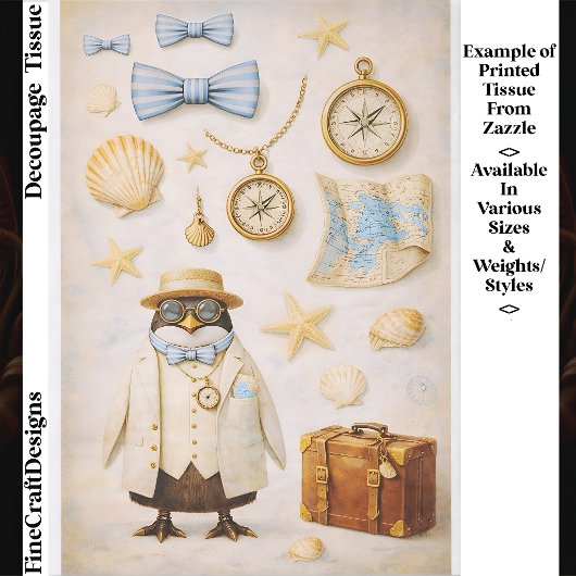 Coastal Penguin Mini Elements Set FG6 Decoupage Tissuepapier