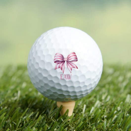 Coastal Pink and White Watercolor Bow Monogram Golfballen (Insitu Shirt)