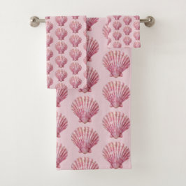 Coastal Pink Seashell Bad Handdoek