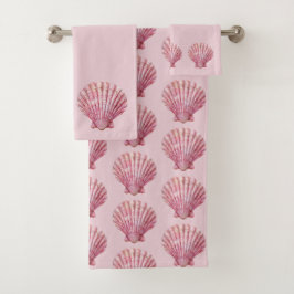 Coastal Pink Seashell Bad Handdoek