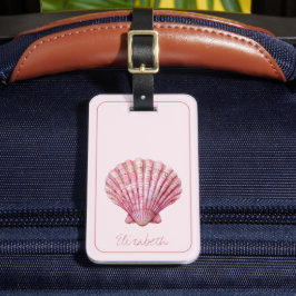 Coastal Pink Seashell gepersonaliseerd Bagagelabel