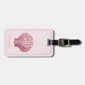 Coastal Pink Seashell gepersonaliseerd Bagagelabel (Voorkant horizontaal)