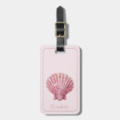 Coastal Pink Seashell gepersonaliseerd Bagagelabel (Voorkant verticaal)
