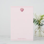 Coastal Pink Seashell gepersonaliseerd Briefpapier (Staand voorkant)