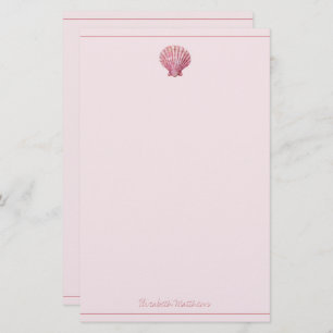 Coastal Pink Seashell gepersonaliseerd Briefpapier