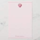 Coastal Pink Seashell gepersonaliseerd Briefpapier (Voorkant)