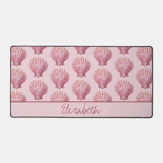 Coastal Pink Seashell gepersonaliseerd Bureaumat (Voorkant)