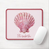 Coastal Pink Seashell gepersonaliseerd Muismat (Met muis)