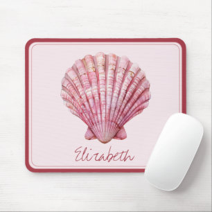 Coastal Pink Seashell gepersonaliseerd Muismat