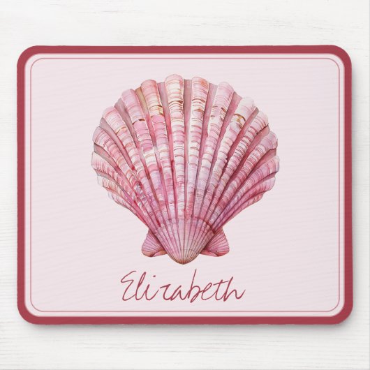 Coastal Pink Seashell gepersonaliseerd Muismat (Voorkant)