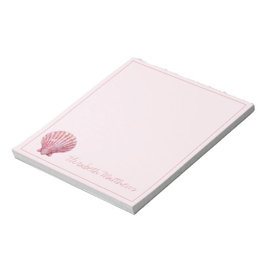 Coastal Pink Seashell gepersonaliseerd Notitieblok (Linkerzijde)