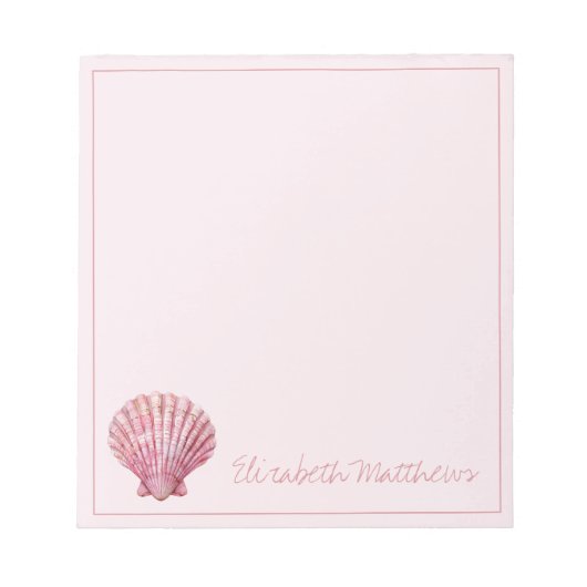 Coastal Pink Seashell gepersonaliseerd Notitieblok (Voorkant)