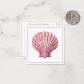 Coastal Pink Seashell gepersonaliseerd Notitiekaartje (Voorkant / Achterkant in situ)