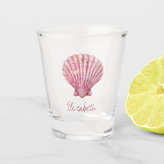 Coastal Pink Seashell gepersonaliseerd Shot Glas (Voorkant)