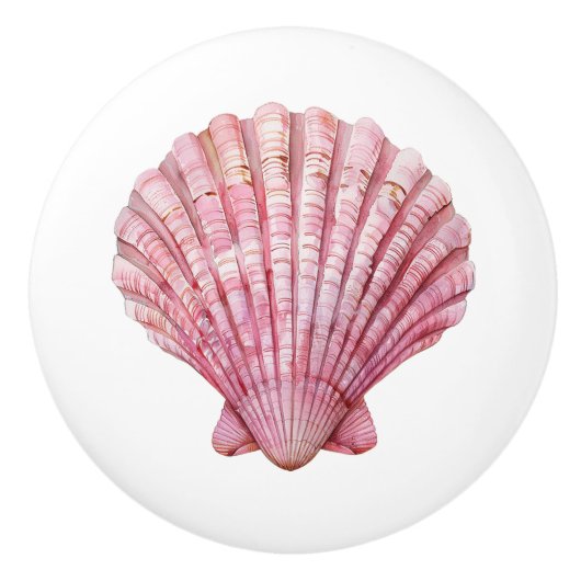 Coastal Pink Seashell Keramische Knop (Voorkant)