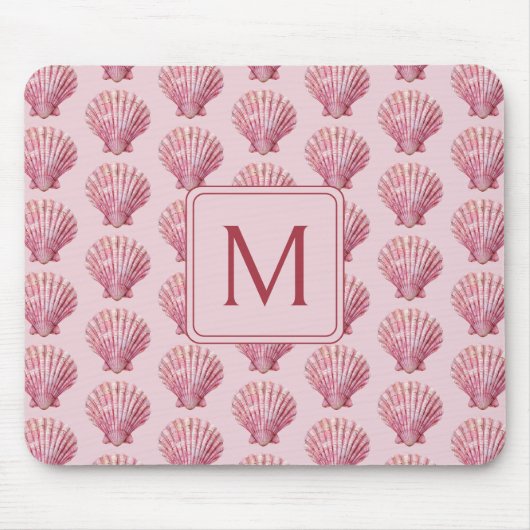 Coastal Pink Seashell monogram Muismat (Voorkant)