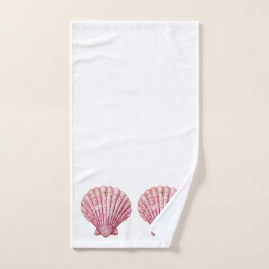 Coastal Pink Seashell op wit Bad Handdoek (Handdoek)