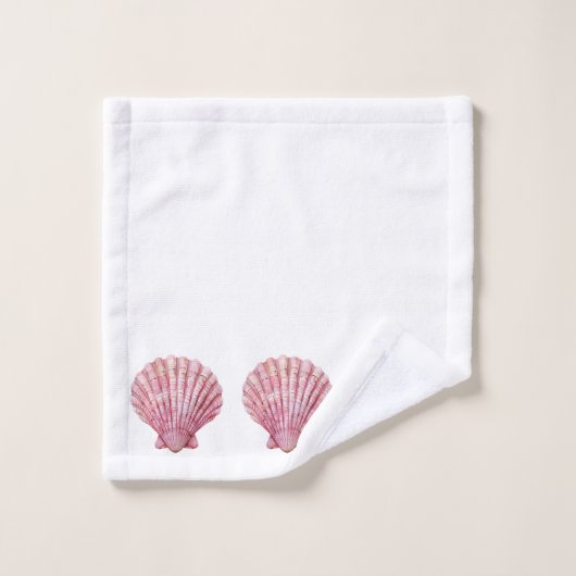 Coastal Pink Seashell op wit Bad Handdoek (Wasdoekje)