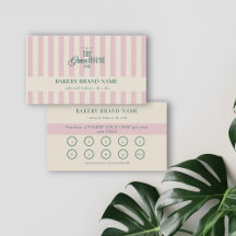 Coastal Pink Stripes Bakkerij Logo Loyalty Punch