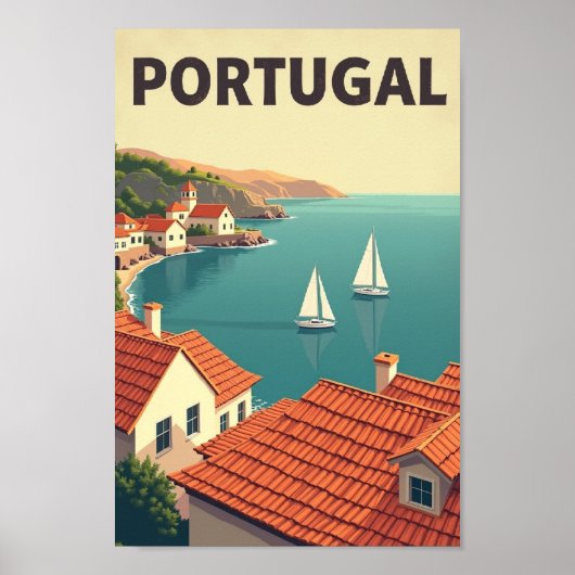 Coastal Portugal – Retro Seaside Escape Poster (Voorkant)