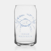 Coastal Preppy Blue Crab gepersonaliseerd Blikvorm Glas (Voorkant)