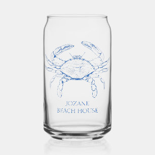 Coastal Preppy Blue Crab gepersonaliseerd Blikvorm Glas