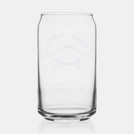 Coastal Preppy Blue Crab gepersonaliseerd Blikvorm Glas (Achterkant)