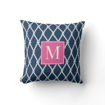 Coastal Preppy Nautical Monogram – Navy & Hot Pink