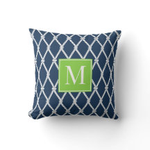 Coastal Preppy Nautical Monogram – Navy & Lime