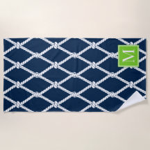 Coastal Preppy Nautical Monogram – Navy & Lime