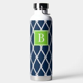Coastal Preppy Nautical Monogram - Navy & Lime Waterfles