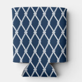 Coastal Preppy Nautical Monogram - Navy & White Blikjeskoeler (Achterkant)