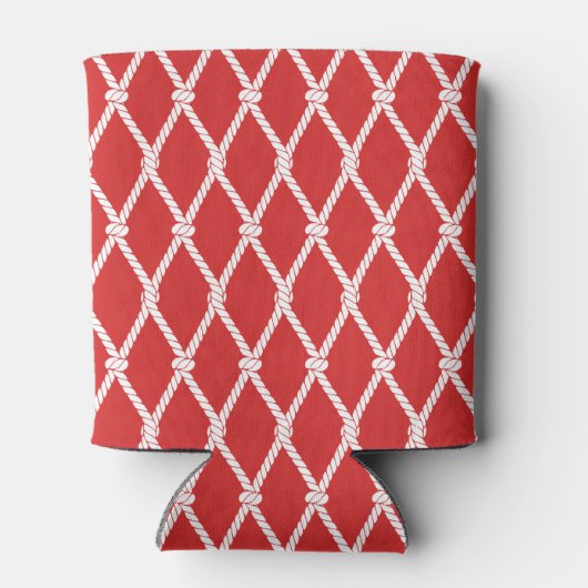 Coastal Preppy Nautical Monogram - Red & Navy Blikjeskoeler (Achterkant)